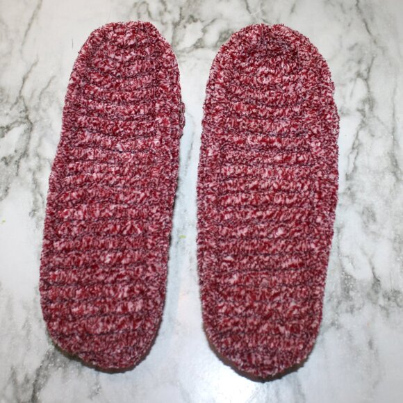 HAND CRAFTED Slippers Crochet Warm Thick Chunky Ribbed Warm Winter Red Marled - Picture 5 of 11